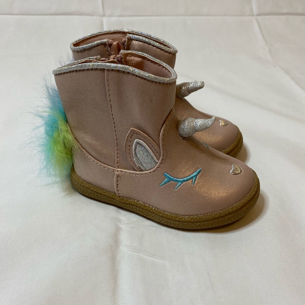 Girls Sparkly Furry Unicorn Boots
